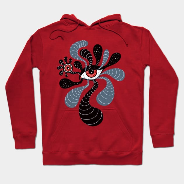 Abstract Surreal Double Red Eye Hoodie by Boriana Giormova